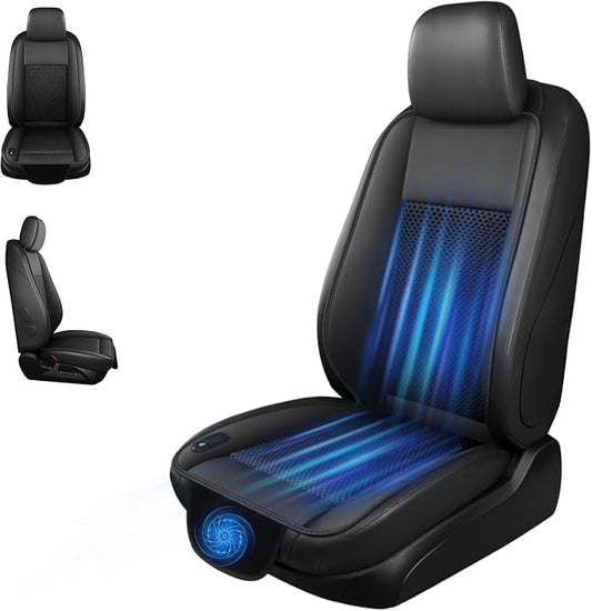 Cooling Car Seat Cushion – 3 Speeds Adjustable | Ventilated Car Seat Cover for Cars Without AC, Breathable Automotive Cooling Seat Covers for Cars, 12V Plug & Play, Black by Unknown