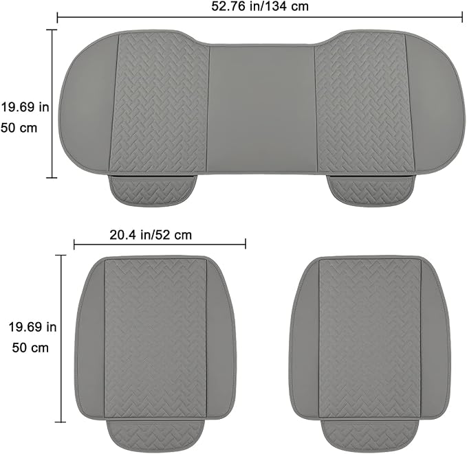West Llama Full Set Car Seat Covers for Front and Rear Bottom Seats Only, Luxury PU Leather Car Seat Pads Protectors Waterproof and Wear-Resistant,Gray - Image 8