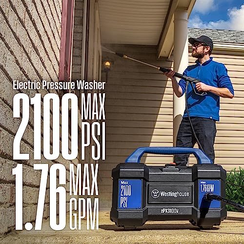 Westinghouse ePX3100v Electric Pressure Washer, 2100 Max PSI 1.76 Max GPM, Built-in Carry Handle, Detachable Foam Cannon, Pro-Style Steel Wand, 3-Nozzle Set, for Cars/Fences/Driveways/Home/Patios - Image 5