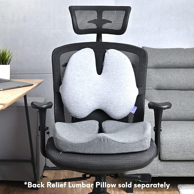 C CUSHION LAB Patented Pressure Relief Seat Cushion for Long Sitting Hours on Office/Home Chair, Car, Wheelchair - Extra-Dense Memory Foam for Hip, Tailbone, Coccyx, Sciatica - Light Grey - Image 9