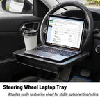 2 In 1 Steering Wheel Desk, Seat Gap Filler Organizer Universal | 14.5*11 Inch Steering Wheel Tray Table & Seat Gap Filler Organizer Car Food Trays With Drinks Holder, Car Desk For Laptop - Image 2