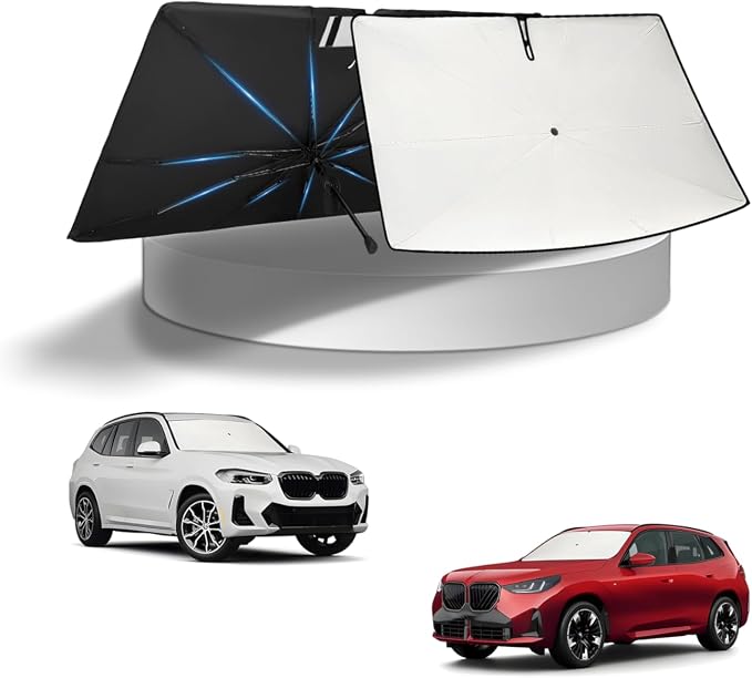 KUST Windshield Sun Shade Umbrella for 【BMW X3 2018-2024】 | Custom Fit Windshield Sunshade | Foldable Sunshade with Bendable Handle | Blocks Heat & UV Scratch Resistant Keep Your Car Cool Sunshield by KUST