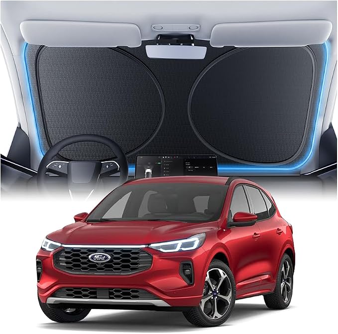 Windshield Sun Shade for Ford Escape 2001-2026, Custom Fit Sunshade, 100% UV Block & Heat Insulation, Foldable Car Sunshade with Storage Bag, Protect Interior Accessories by Amadaw