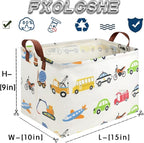 FXOLCSHE Rectangular Car basket,Car toy storage box,Collapsible Car Storage basket for boys,Waterproof PE Coating Storage,bedroom decor,Nursery hamper,Toy Organizer,Gift Basket(Vehicles) - Image 6