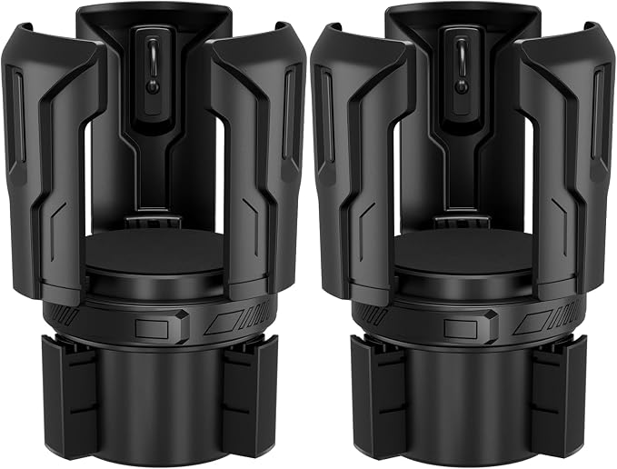 Cup Holder Expander (Adjustable Holder & Base, Auto-Fit Hold, One Button Open), Car Cup Holder Expander for Yeti, Hydro Flask, Nalgene, Owala, Bottles in 2.6"- 4.8" (Black, 2 Pack) by Zeyitian
