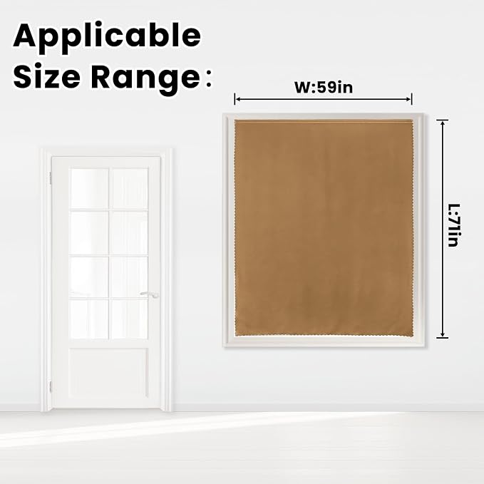 Self Adhesive Curtains, Stick Curtain Blackout Shades Window Cover Curtains for Living Room No Drilling, 59" W X 71" L, Brown, 1 Panel - Image 7