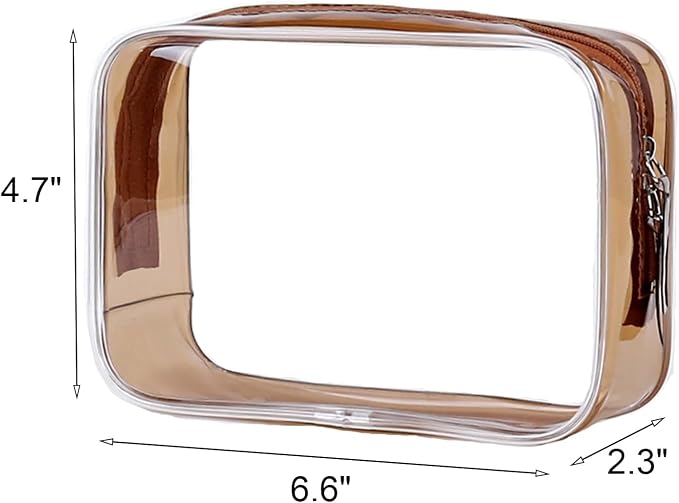 Buminee Clear Pouch Small, Makeup Bag, TSA Approved Toiletry Bag, Clear Travel Bags for Toiletries, Cosmetic Bag for Women and Men Small-1 Pack Coffee - Image 2