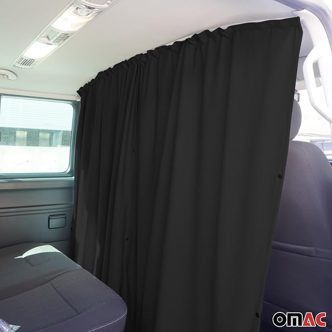 OMAC 54" x 71" Cab Divider Van Cabin Curtain Campervan Kit Black - Image 6