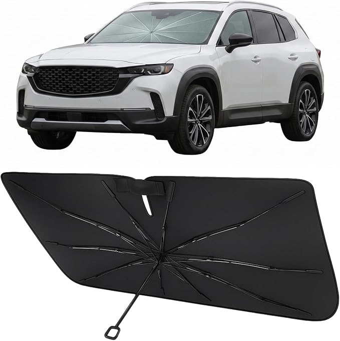 Proadsy Custom Fit Windshield Sun Shade Umbrella for 2023-2026 Mazda CX-50 | Advanced Ice Crystal Material, -54°F Cooler, Zero-Gap Sunblock, Instant Setup & Foldable Design for Summer Parking, Daily Use by Proadsy
