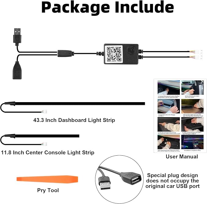 Interior Car LED Strip Lights for Tesla Model 3 Y 2021-2023, 16 Million Colors Ambient Lighting Kit with APP Control, Music Sync Color Change Neon Lights for Dashboard & Center Console - Image 8