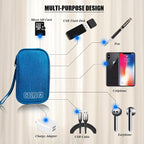 Electronic Organizer Bag Cable Organizer Travel Cord Organizer Case Pouch Portable Carrying Case for Charger Hard Drive Earphone USB SD Card (Blue) - Image 6
