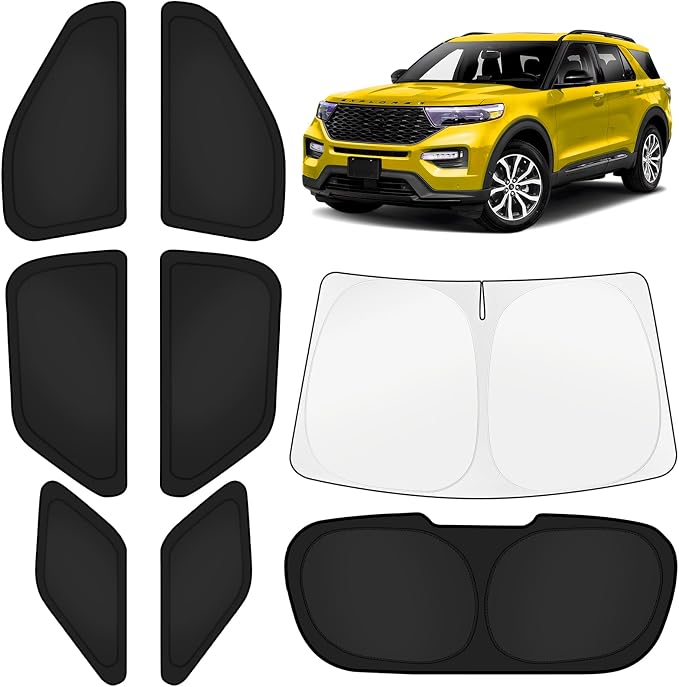 KUST Car Window Shades for Ford Explorer 2020-2025 2026 Windshield Sun Shade Side Window Cover UV Block Privacy Protection Explorer Accessories for Camping Blackout Rear Back Full Set 8PCS by KUST