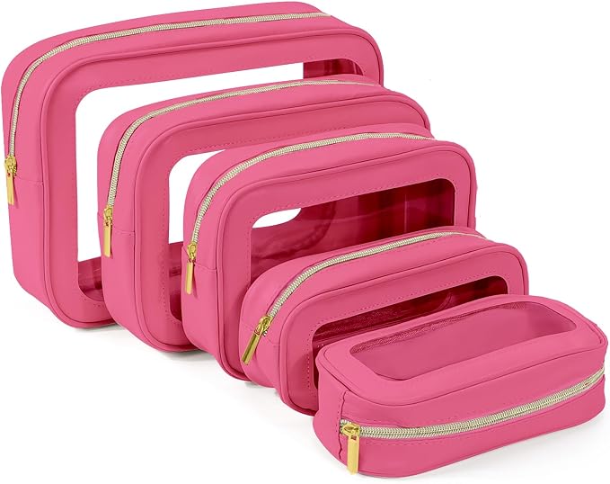 YOPCDJ 5PCS Diaper Bag Organizer Pouch, Clear TPU Waterproof Organizer Zipper Bags, Cosmetic Bag Set, TSA Approved Toiletry Bags, Travel Organizer Bag for Kids and Women by YOPCDJ