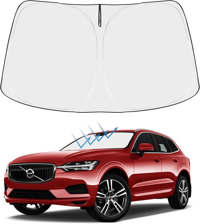 Proadsy Custom Fit 2018-2026 Volvo XC60 Windshield Sun Shade, Blocks Heat | 240T Heat Shield, Drops Temp 54°F, Blocks 99% UV, Prevents Dashboard Cracking, Summer Parking & Beach Trips, Easy Twist-Fold by Proadsy