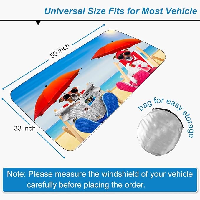 Car Windshield Sunshade, KANCOKIT Cartoon Pattern Auto Sun Shade Foldable for Front Window Sun Visor Protector UV Ray Reflector Keep Vehicle Cool Protect Kids Baby & Pets (59" x 33.5") (Umbrella) - Image 3