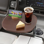 Car Tray Table & Car Laptop Desk with 360° Rotation & Phone Holder - Wooden Cup Holder Table, Car Laptop Mount & Food Tray Compatible with Tesla Model Y/3/S and Most Vehicles Walnut by AXVLUCarStudio%C2%AE