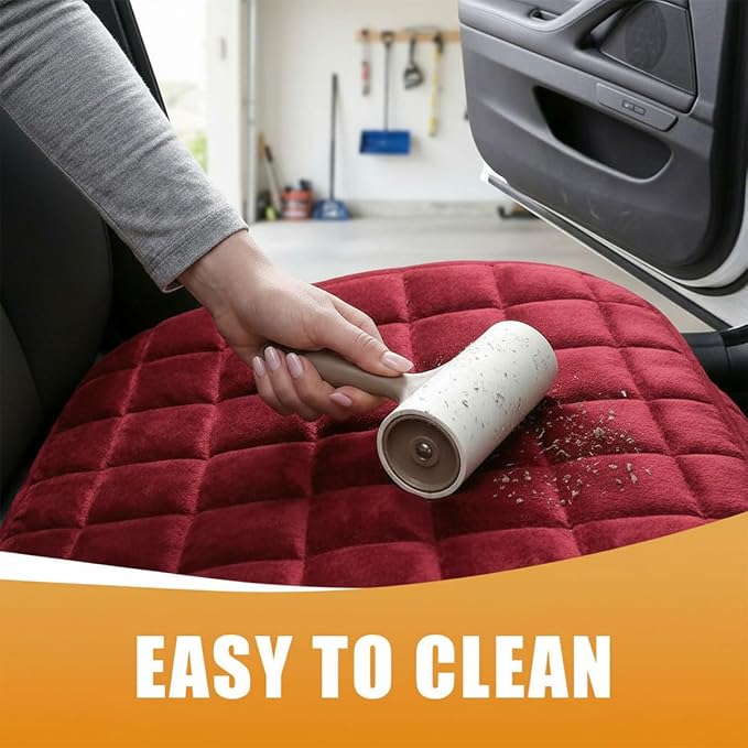 YoRise Car Seat Cushion, Car Driver Seats Protector Cover Red | Soft Plush Auto Seat Pad with Storage Pocket, Car Seat Cover with Non-Slip Rubber Bottom, Winter Vehicle Accessory - Image 6