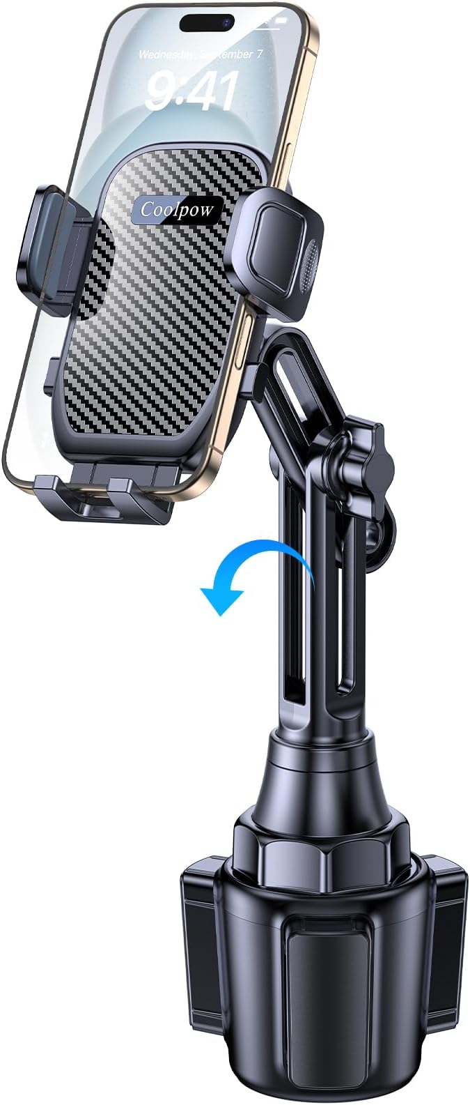 Coolpow Cup Holder Phone Holder for Car Phone Holder Cup Holder Phone Mount【Ultra Stable & Never Shake】Phone Holders for Your Car Cupholder Cell Phone Car Mount for iPhone 17 16 All 4"-7" Smartphones by Coolpow