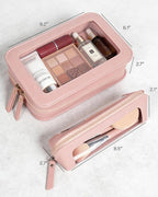 2Pack Clear Makeup Bags Set, Clear Pencil Case Pouch,Portable Leather Travel Toiletry Bag Pink Car Accessories for Women - Image 6