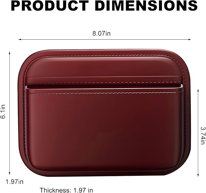 Car Seat Side Pocket Organizer, Mini Leather Auto Door Storage Bag Console Side Organizer, Multifunctional Seat Gap Pocket Storage Pouch for Phone Pen Key Sunglass (Wine Red) - Image 2