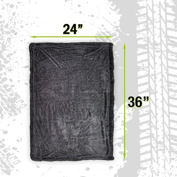 ExoForma Mega Car Drying Towel - Holds Up to 9 lbs, No Streaks, Scratches, or Water Spots | 1200 GSM Microfiber Double Twist Pile & Edgeless Design, 1 Quick & Effortless Dry - 24” x 36” - Image 3
