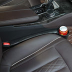 Supin 2 Prices Car Seat Gap Filler Pad PU Leather Console Side Pocket Organizer and one Cup for Cellphone Wallet Coin Key (Black) - Image 4