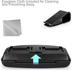 MOSISO Car Visor Sunglasses Case, ABS Eyeglasses Holder Protective Box | Universal Automotive Clip Eyewear Hard Shell Storage Organizer with Magnetic Closure and Double Card Clamp, Piano Black - Image 3