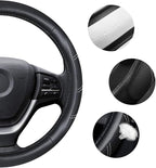 Elantrip Sport Leather Steering Wheel Cover 14 1/2 inch to 15 inch Universal, Padded Soft Grip Breathable for Car Truck SUV Jeep, Anti Slip Odorless Black - Image 5