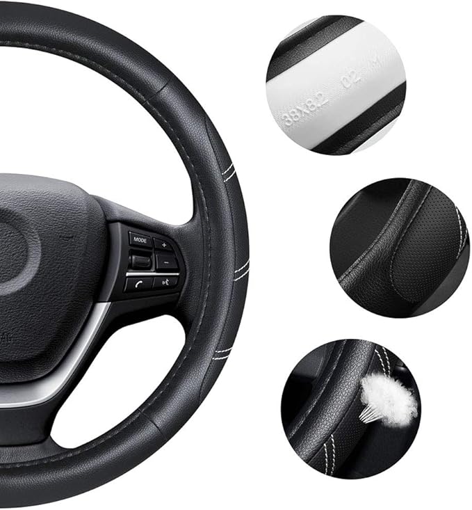 Elantrip Leather Steering Wheel Cover 15 1/2 to 16 inch Universal Large Soft Grip Breathable for Car Truck SUV Jeep Anti Slip Black - Image 5