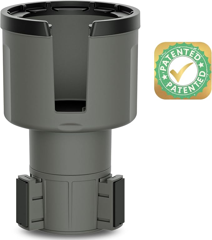 Car Cup Holder Expander Adapter for Large Water Bottles - [Patented & Upgraded] - Holds: Hydro-Flask, Yeti, Nalgene, Owala, 32-40oz - Adjustable Expandable Insert Extender - Universal (Gray) by Swigzy