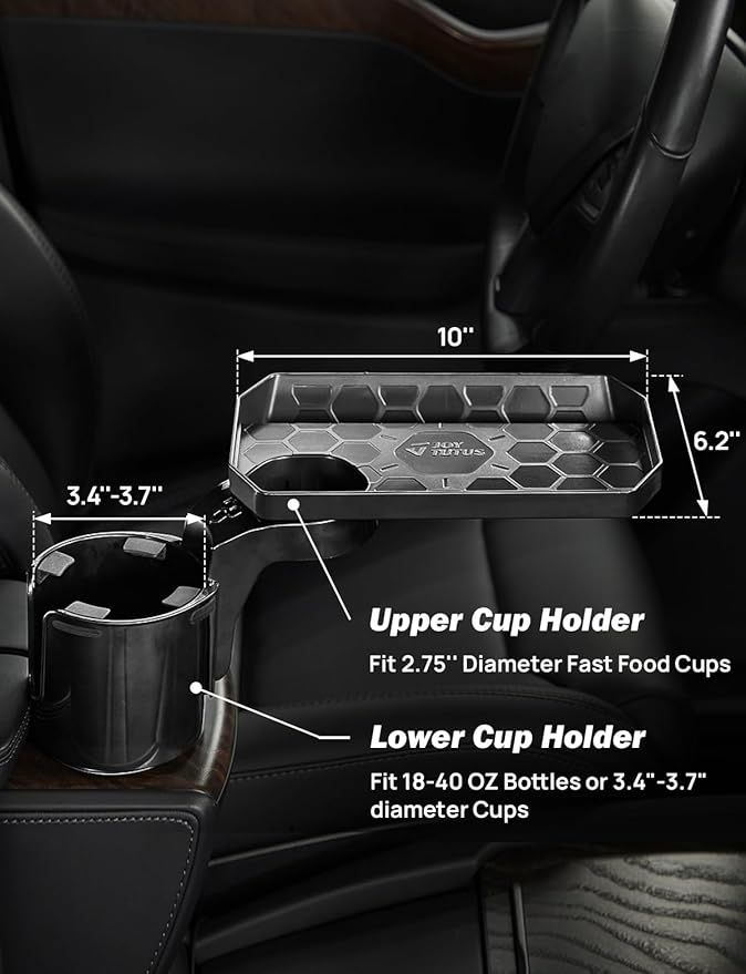 JoyTutus Car Cup Holder Expander, Automotive Cup Attachable Tray with 360° Rotation,Large Cup Holder Adapt Most Regular Cups with 18-40 oz, fit in 2.75-3.25 inch Car Holder - Image 6