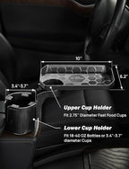 JoyTutus Car Cup Holder Expander, Automotive Cup Attachable Tray with 360° Rotation,Large Cup Holder Adapt Most Regular Cups with 18-40 oz, fit in 2.75-3.25 inch Car Holder - Image 6
