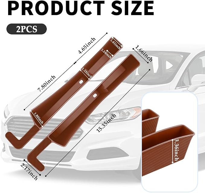 Stacool 2PCS New Car Seat Gap Filler with 2 Storage Areas,Stylish Car Seat Gap Storage for Stabilizing Phone,Keys Wallet,Universal Car Seat Gap Filler Organizer (Carbon Brown) - Image 2