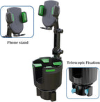 Adjustable Cup Holder Phone Mount 2-in-1 Vehicle Stand Green | Rotatable retractable base, abs construction, anti-slip pads, fits most cars, SUVs, and trucks, automotive accessories - Image 4
