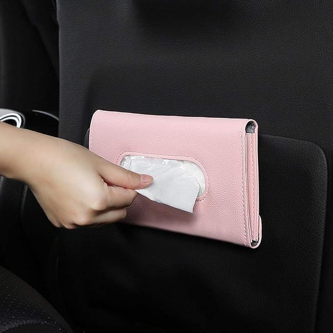 Pink Car Tissue Holder for Sun Visor, Car Accessories for Women | Car napkin holder attaches to visor/back seat fast, easy refill, great for drivers and passengers, fits cars, trucks & SUVs - Image 4