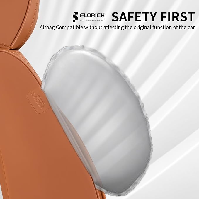 Seat Covers, Car Seat Covers Full Set, Luxury Nappa Leather Seat Covers, Breathable and Waterproof Car Seat Protector 5 Seat, Automotive Seat Covers Universal Fit for Most Cars-Brown - Image 6