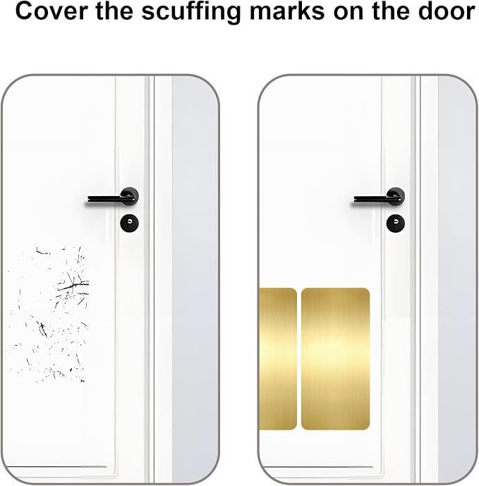 Dog Door Protector from Scratching, Steel Guard, Brushed Gold 8"x16" | Prevents Claw Marks & Scuffs, Smooth Rounded Corners, Self-Adhesive Install, Anti-Scratch Kick Plate, 2 Pcs - Image 4