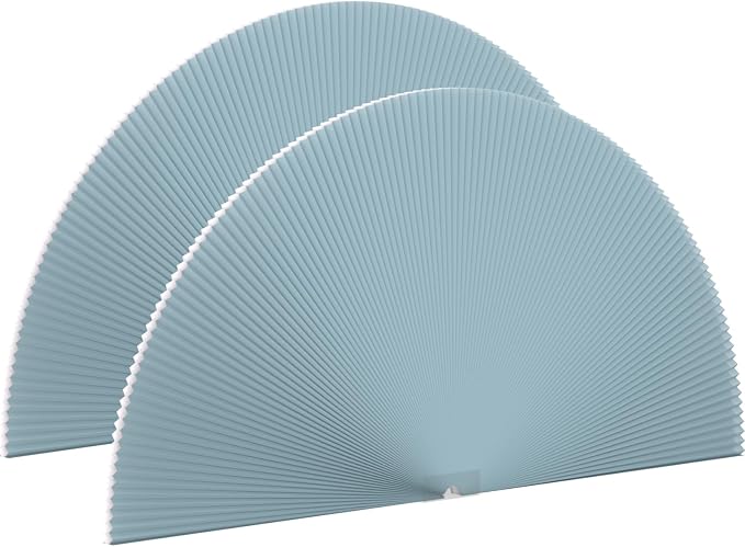 Myshade Arch Window Shades Half Circle Light Filtering Cellular Shades Cordless No Drill Blinds for Windows Half Moon Honeycomb Fabric No Tools Shades Easy Install (2PCS Blue 36" W X 18" H) by MYSHADE