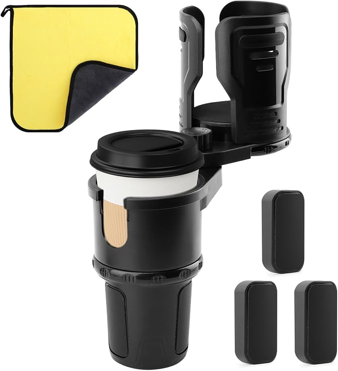 2 in 1 Car Cup Holder Expander, Multifunctional Expandable Car Cup with 360° Rotating Cup Holder Adapter Extender for Car with Adjustable Base Cup Holder Organizer for Large Water Cups and Drinks - Image 9
