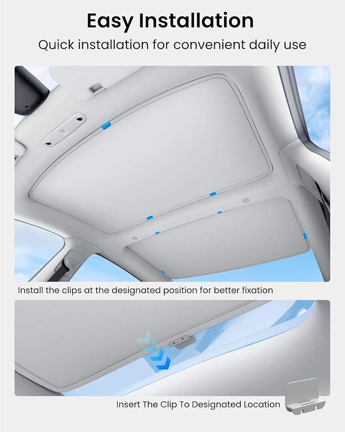 REEVAA Tesla Model 3 (2026-2020) Sunshade Roof Accessories, Gray | OEM Fit; Full Blackout & Heat-Blocking; Protect Interior & Reduce A/C Workload; Unobstructed Rearview Mirror Visibility - Image 6