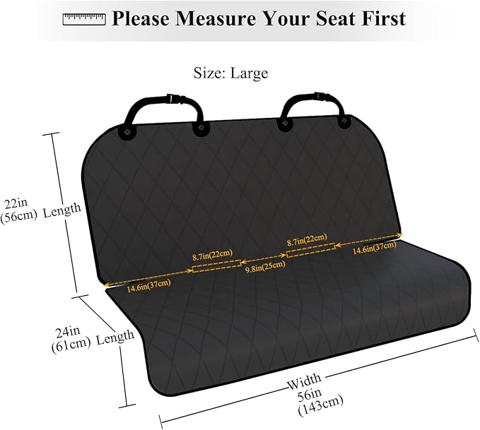VIVAGLORY Dog Seat Cover Pet Seat Protector, Large, Black | Backseat Cover for Car Suv & Truck, Back Rear Backseat Bench Protector - Image 6