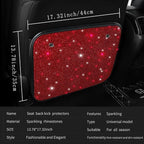 Sparkling Diamond Auto Kick Mats Back Seat Protector Cute Kick Mats Protect from Dirt Mud Seat Back Protector with Bling Crystal Rhinestone Car Interior Decor Accessories Red 2Pcs - Image 3