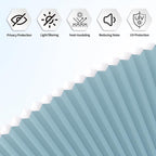 Myshade Arch Window Shades Half Circle Light Filtering Cellular Shades Cordless No Drill Blinds for Windows Half Moon Honeycomb Fabric No Tools Shades Easy Install (2PCS Blue 36" W X 18" H) - Image 6