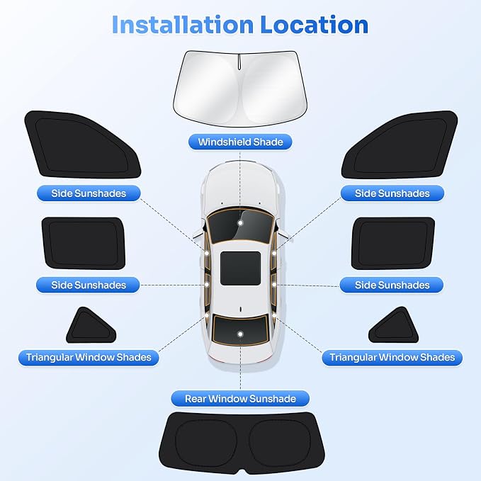 Canvcle Window Shades for 2015-2021 Volkswagen VW E-Golf/Golf GTI/R Accessories Windshield Sun Shade Side Rear Window Covers Sunshade Sun Visor Shield Privacy Protection for Camping Black 8PCS - Image 5