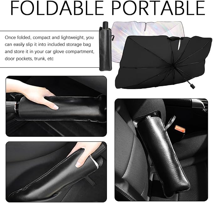 Car Windshield Sun Shade Umbrella,2026 Upgraded Foldable Car Sun Shade Umbrella for Windshield Blocks Sunlight & Heat,Portable Suns Shades for Cars Windshields 55.1 * 31.5 Inch - Image 6