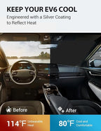 Proadsy Custom Fit 2023-2026 Kia EV6 Windshield Sun Shade, Blocks Heat | 240T Heat Shield, Drops Temp 54°F, Blocks 99% UV, Prevents Dashboard Cracking, Summer Parking & Beach Trips, Easy Twist-Fold - Image 3