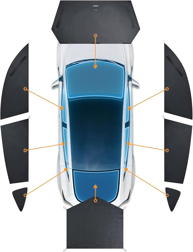 Havnby 2020-2024 Tesla Model Y Curtains Car Privacy Windshield Sun Shade for Camping Foldable Auto Accessories UV and Sun Protection 8-Piece - Image 2