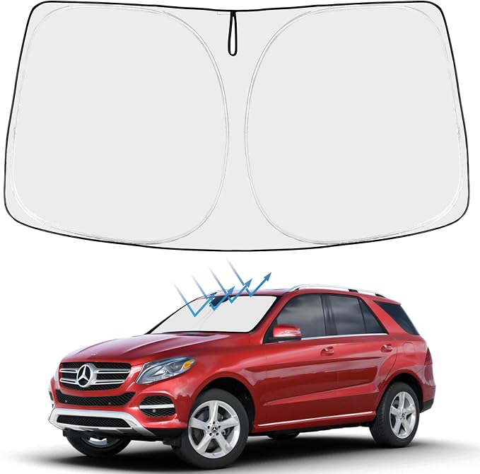 Proadsy Custom Fit Car Windshield Sun Shade for 2016-2019 Mercedes-Benz GLE | 240T Heat Shield, Drops Temp 54°F, Blocks 99% UV, Prevents Dashboard Cracking, Summer Parking & Beach Trips, Easy Twist-Fold by Proadsy