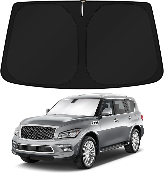 KUST Windshield Sun Shade for 2014-2024 Infiniti QX80 SUV Accessories Custom Fit Sunshade Sun Visor Protector Foldable Blocks UV Rays Keep Your Car Cooler by KUST