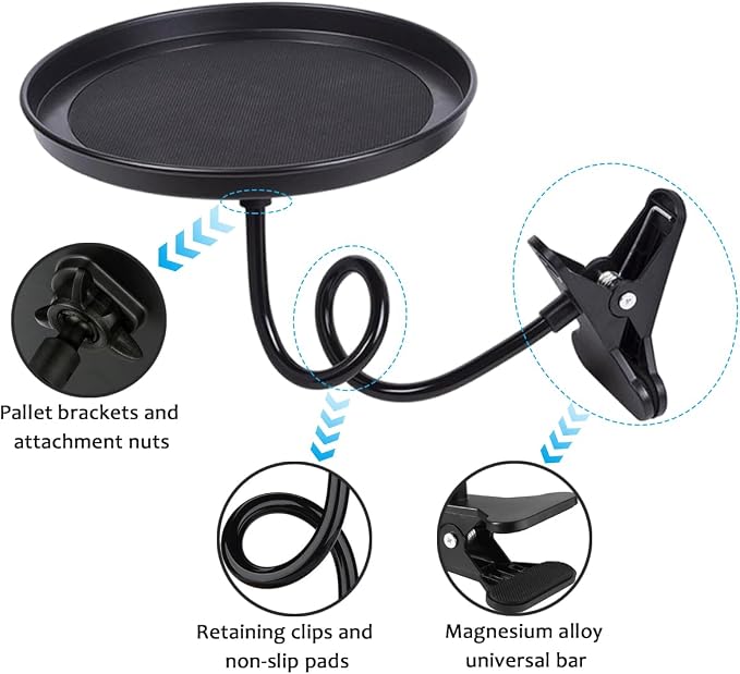 Yourkar Adjustable Food Tray for Car, 360° Swivel Non-Slip Car Food Table for Drinks and Snacks, 8.7 Inches Diameter Swivel Car Clip Type Tray for Eating, Universal Car Accessories (White) - Image 3
